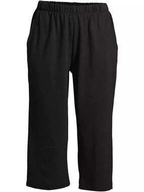 Land’s End Women’s Black Elastic-Waist Crop Pants